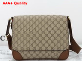 Gucci GG Emblem Medium Crossbody Bag in Beige and Dark Brown New GG Monogram Coated Fabric 821154 Replica