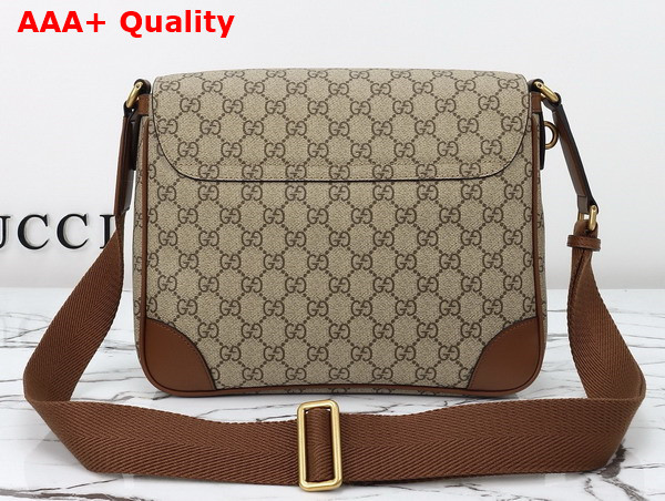 Gucci GG Emblem Medium Crossbody Bag in Beige and Dark Brown New GG Monogram Coated Fabric 821154 Replica