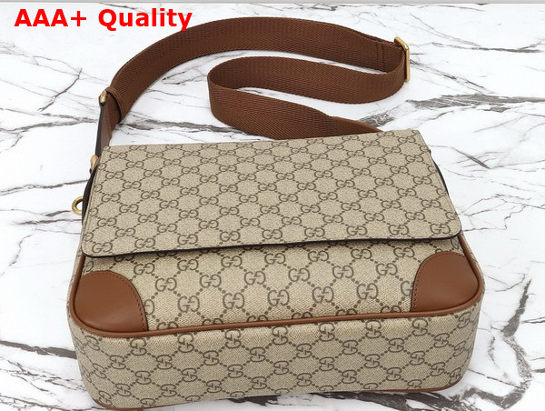 Gucci GG Emblem Medium Crossbody Bag in Beige and Dark Brown New GG Monogram Coated Fabric 821154 Replica