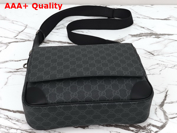 Gucci GG Emblem Medium Crossbody Bag in Black New GG Monogram Coated Fabric 821154 Replica