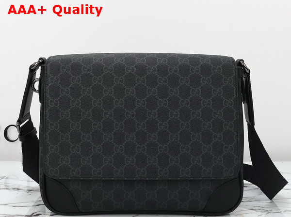 Gucci GG Emblem Medium Crossbody Bag in Black New GG Monogram Coated Fabric 821154 Replica