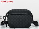 Gucci GG Emblem Medium Crossbody Bag in Black New GG Monogram Coated Fabric 821160 Replica