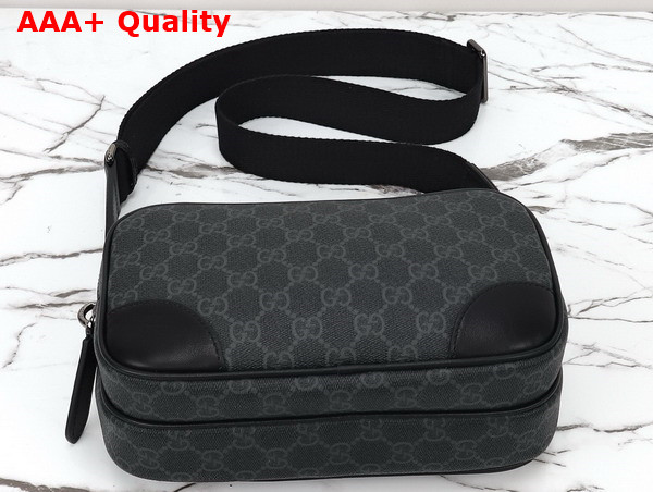 Gucci GG Emblem Medium Crossbody Bag in Black New GG Monogram Coated Fabric 821160 Replica