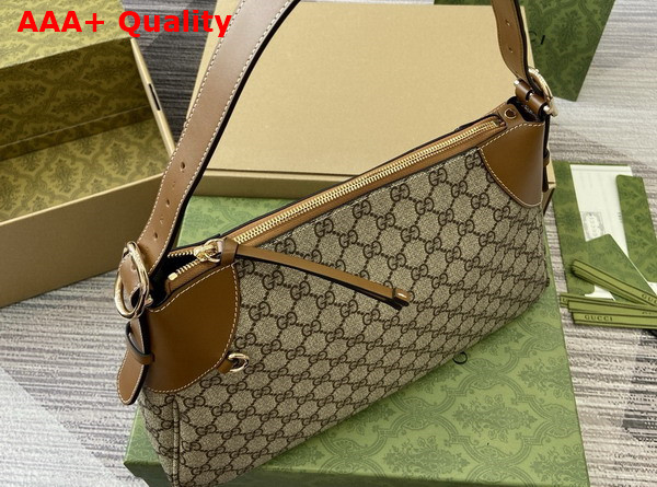 Gucci GG Emblem Medium Shoulder Bag in Beige and Dark Brown New GG Monogram Coated Canvas 815217 Replica