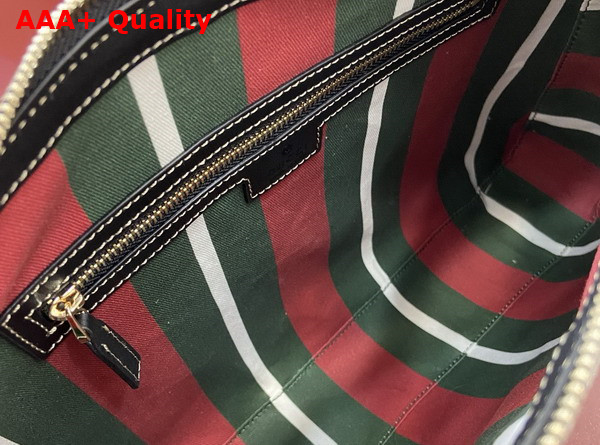 Gucci GG Emblem Medium Shoulder Bag in Beige and Ebony GG Supreme Canvas and Black Leather Trim 815217 Replica