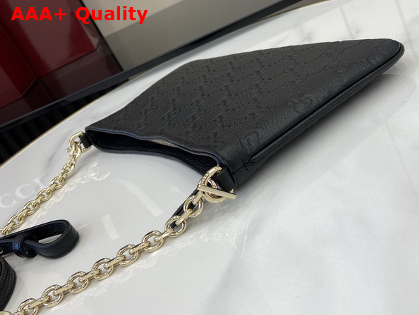 Gucci GG Emblem Medium Shoulder Bag in Black GG Grainy Leather 815277 Replica