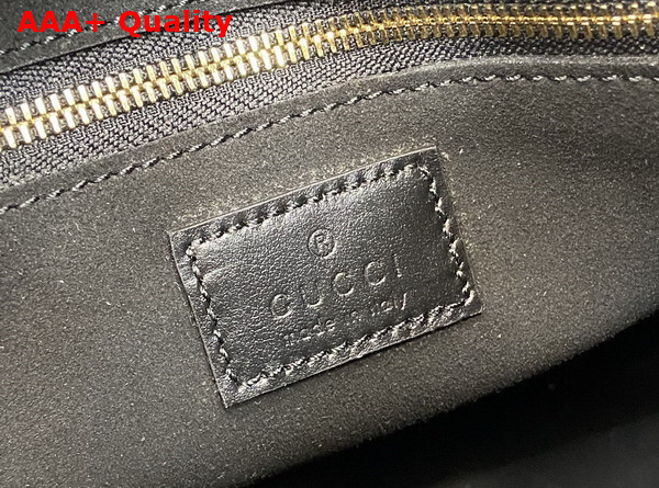 Gucci GG Emblem Medium Shoulder Bag in Black Leather 815217 Replica