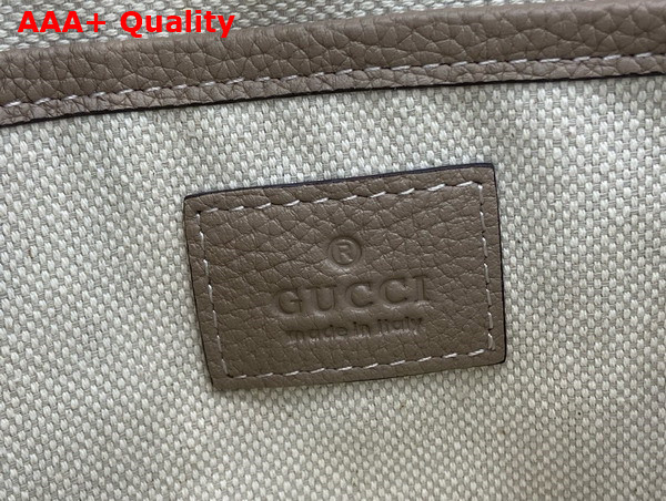 Gucci GG Emblem Medium Shoulder Bag in Taupe GG Grainy Leather 815277 Replica