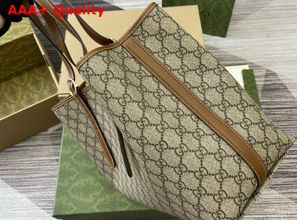 Gucci GG Emblem Medium Tote Bag in Beige and Dark Brown New GG Monogram Coated Canvas 815213 Replica