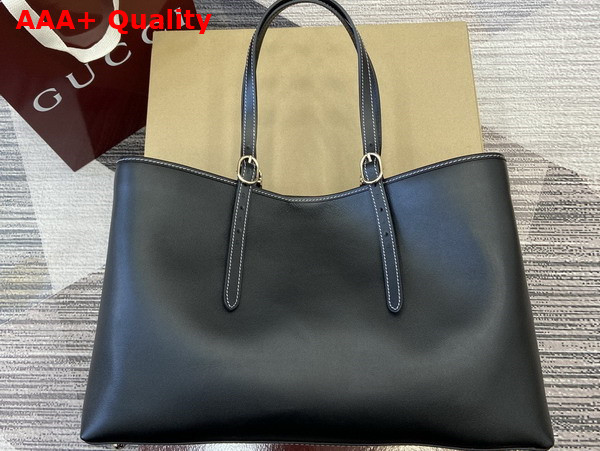 Gucci GG Emblem Medium Tote Bag in Black Leather 815213 Replica