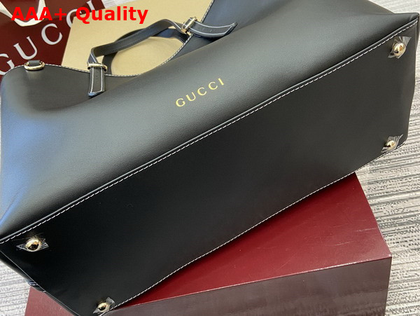 Gucci GG Emblem Medium Tote Bag in Black Leather 815213 Replica