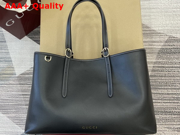 Gucci GG Emblem Medium Tote Bag in Black Leather 815213 Replica