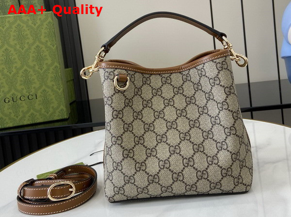 Gucci GG Emblem Mini Bucket Bag in Beige and Dark Brown New GG Monogram Coated Canvas 815118 Replica