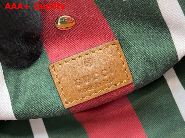 Gucci GG Emblem Mini Bucket Bag in Beige and Dark Brown New GG Monogram Coated Canvas 815118 Replica