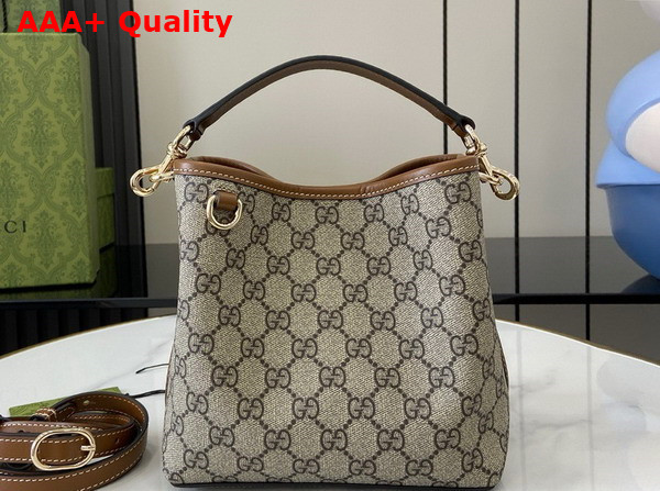 Gucci GG Emblem Mini Bucket Bag in Beige and Dark Brown New GG Monogram Coated Canvas 815118 Replica