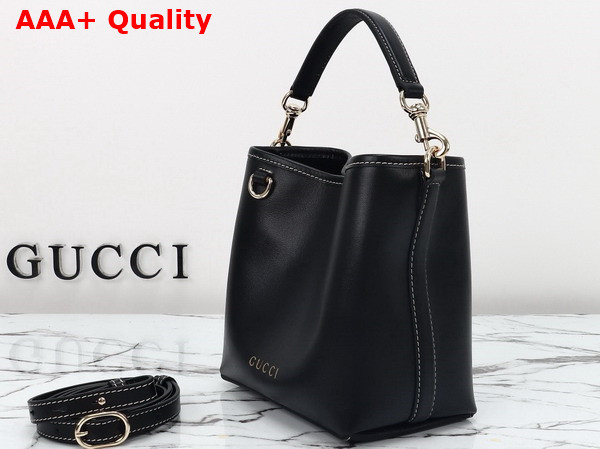 Gucci GG Emblem Mini Bucket Bag in Black Leather 815118 Replica