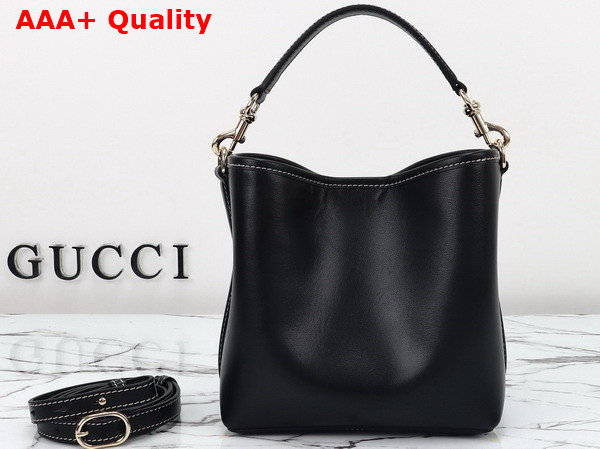 Gucci GG Emblem Mini Bucket Bag in Black Leather 815118 Replica