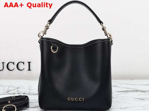 Gucci GG Emblem Mini Bucket Bag in Black Leather 815118 Replica