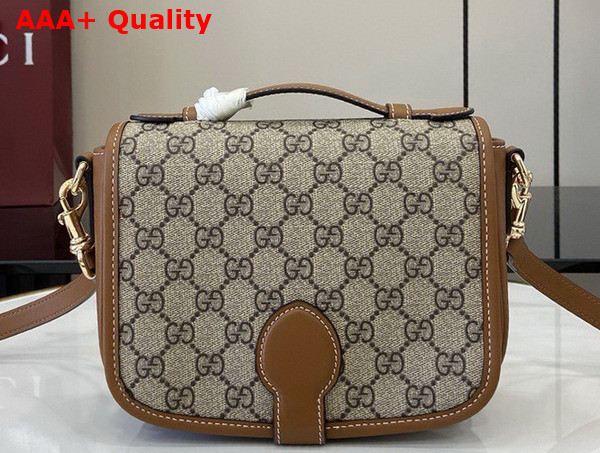 Gucci GG Emblem Mini Shoulder Bag in Beige and Dark Brown New GG Monogram Coated Canvas 815211 Replica