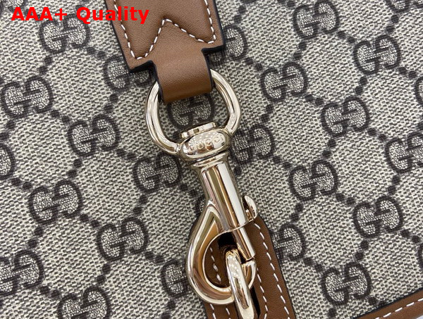 Gucci GG Emblem Mini Shoulder Bag in Beige and Dark Brown New GG Monogram Coated Canvas 815211 Replica