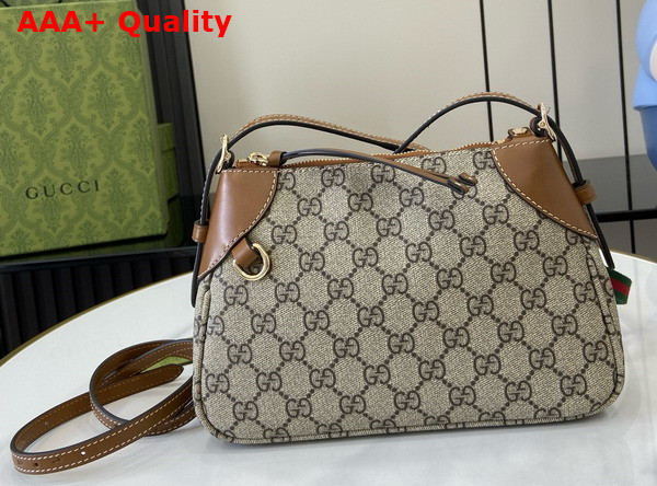 Gucci GG Emblem Small Shoulder Bag in Beige and Dark Brown New GG Monogram Coated Canvas 815218 Replica