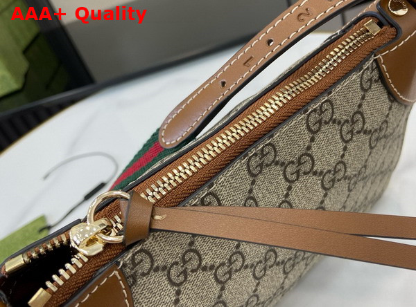 Gucci GG Emblem Small Shoulder Bag in Beige and Dark Brown New GG Monogram Coated Canvas 815218 Replica