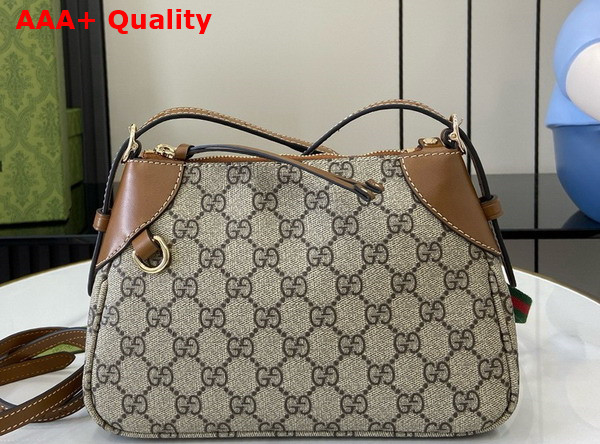 Gucci GG Emblem Small Shoulder Bag in Beige and Dark Brown New GG Monogram Coated Canvas 815218 Replica