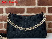 Gucci GG Emblem Small Shoulder Bag in Black GG Grainy Leather 815263 Replica