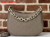 Gucci GG Emblem Small Shoulder Bag in Taupe GG Grainy Leather 815409 Replica