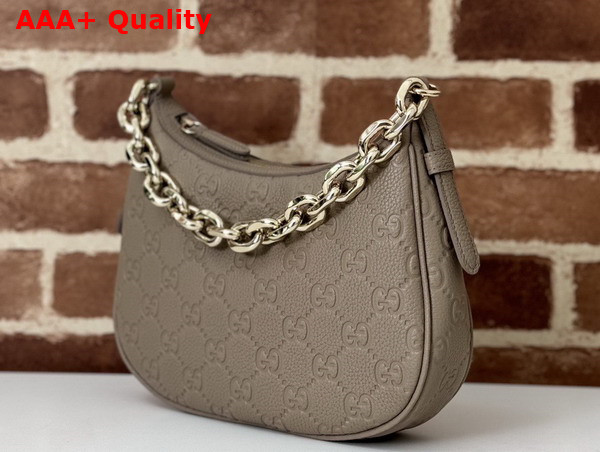 Gucci GG Emblem Small Shoulder Bag in Taupe GG Grainy Leather 815409 Replica