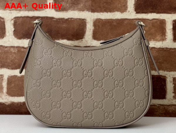 Gucci GG Emblem Small Shoulder Bag in Taupe GG Grainy Leather 815409 Replica