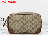 Gucci GG Emblem Small Toiletry Case in Beige and Dark Borwn New GG Monogram Coated Fabric 821164 Replica