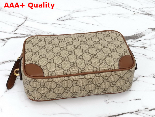 Gucci GG Emblem Small Toiletry Case in Beige and Dark Borwn New GG Monogram Coated Fabric 821164 Replica