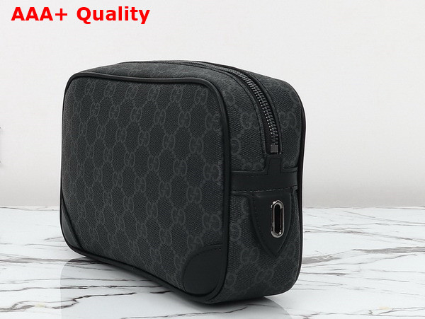 Gucci GG Emblem Small Toiletry Case in Black New GG Monogram Coated Fabric 821164 Replica