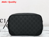 Gucci GG Emblem Small Toiletry Case in Black New GG Monogram Coated Fabric 821164 Replica