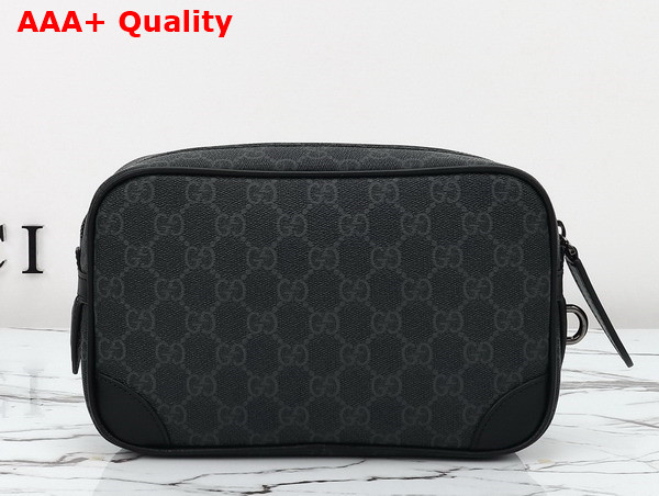 Gucci GG Emblem Small Toiletry Case in Black New GG Monogram Coated Fabric 821164 Replica