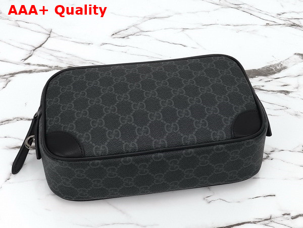 Gucci GG Emblem Small Toiletry Case in Black New GG Monogram Coated Fabric 821164 Replica