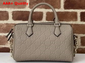 Gucci GG Emblem Small Top Handle Bag in Taupe GG Grainy Leather 815255 Replica