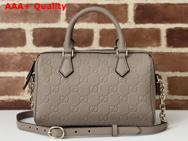 Gucci GG Emblem Small Top Handle Bag in Taupe GG Grainy Leather 815255 Replica