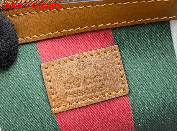 Gucci GG Emblem Small Tote Bag in Beige and Dark Brown New GG Monogram Coated Canvas 815214 Replica