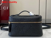 Gucci GG Emblem Super Mini Bag in Black GG Grainy Leather 815949 Replica