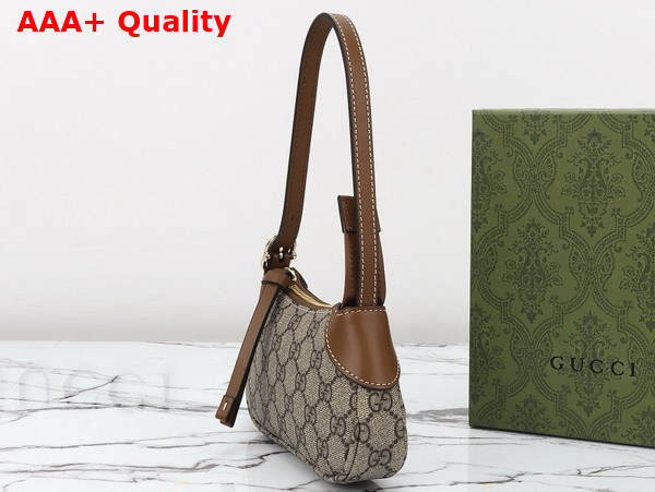 Gucci GG Emblem Super Mini Shoulder Bag in Beige and Brown New GG Monogram Coated Canvas 820696 Replica