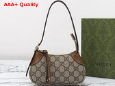 Gucci GG Emblem Super Mini Shoulder Bag in Beige and Brown New GG Monogram Coated Canvas 820696 Replica