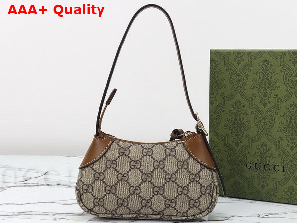 Gucci GG Emblem Super Mini Shoulder Bag in Beige and Brown New GG Monogram Coated Canvas 820696 Replica