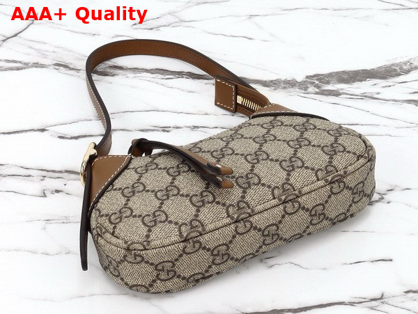 Gucci GG Emblem Super Mini Shoulder Bag in Beige and Brown New GG Monogram Coated Canvas 820696 Replica