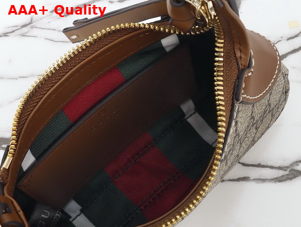 Gucci GG Emblem Super Mini Shoulder Bag in Beige and Brown New GG Monogram Coated Canvas 820696 Replica