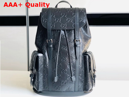 Gucci GG Embossed Backpack in Black Leather 625770 Replica