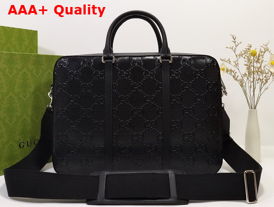 Gucci GG Embossed Briefcase Black GG Embossed Leather 658573 Replica