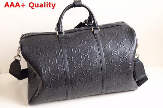 Gucci GG Embossed Duffle Bag in Black Leather 625768 Replica