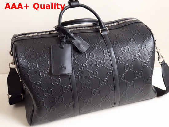 Gucci GG Embossed Duffle Bag in Black Leather 625768 Replica